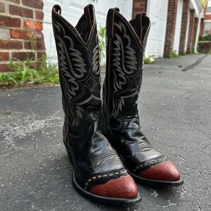 Justin Exotic Kiddie Black Lizard Western Cowboy Boots, Size 5 1/2B, Style L3758